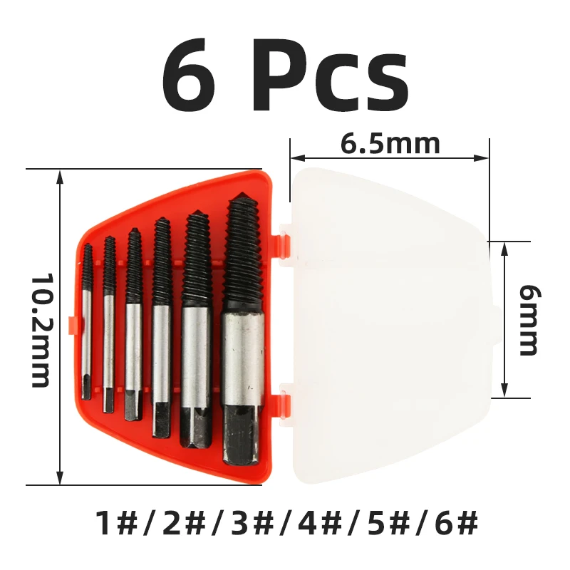 Broken Screw Remover Extractor Drill Bits 5/6Pcs Steel Durable Easy Out Remover Center Drill Damaged Bolts Remover Drill Tool