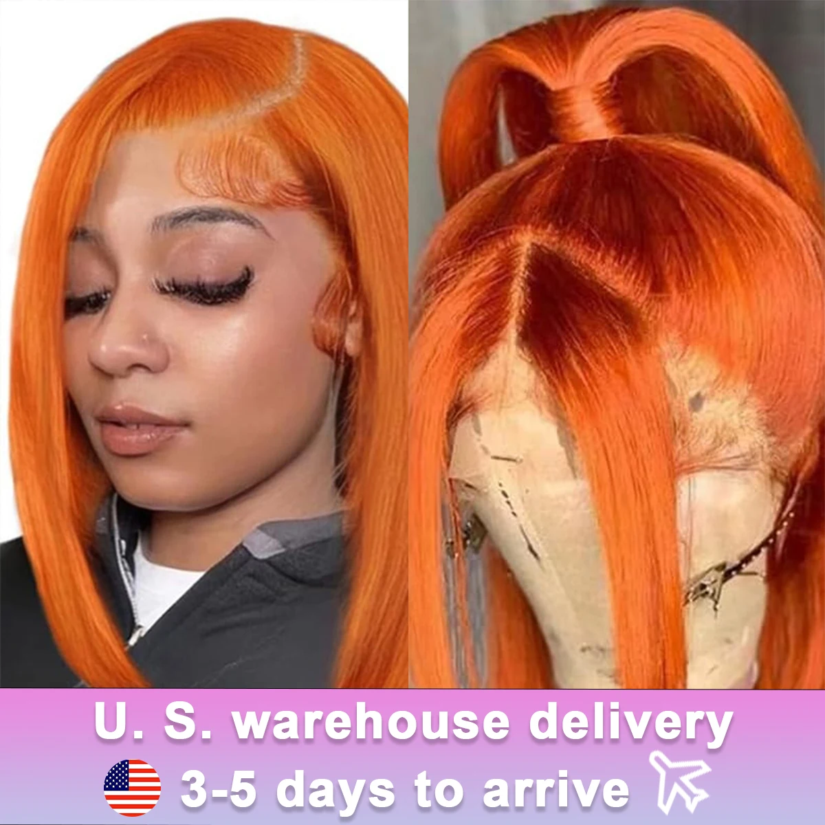 13x4 Ginger Orange HD Lace Front Human Hair Wigs Highlight Colored Short Bob Wig Straight Lace Frontal Wig