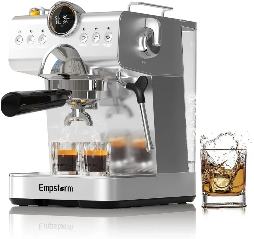 Machine with Cold Brew, 20 Bar Hot and Cold Maker Cappuccino Machine with Milk Frother Steam Wand, Easy to Use & Clean