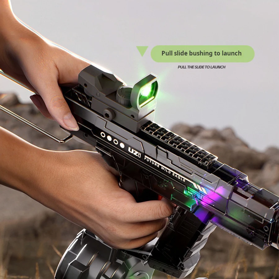 Uzi Kleurrijke Lichten Elektrische Continue Koppeling Retourneren Volautomatische Dual Mode Kinderen Zomer Strand Water Speelgoed Cadeau Waterpistool