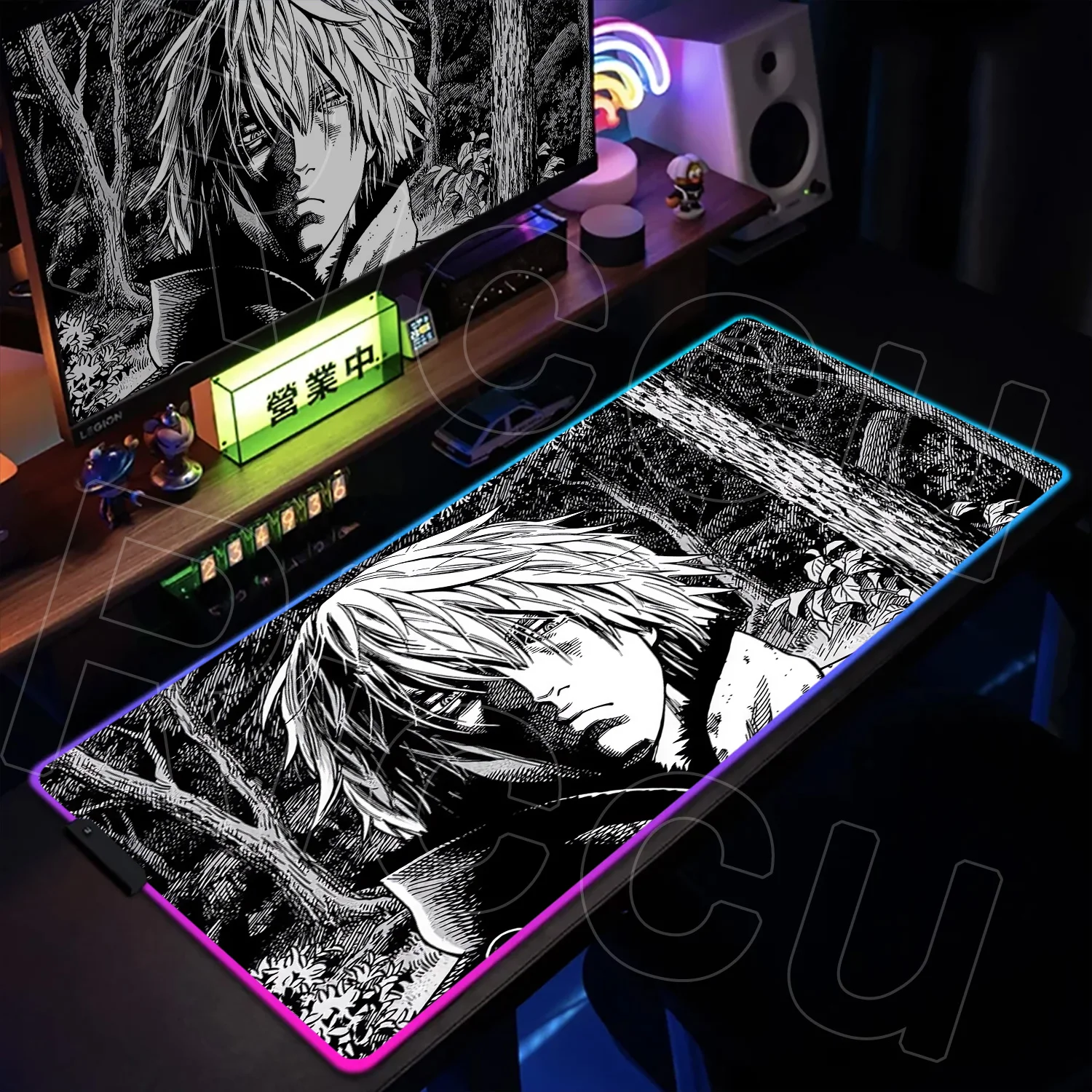 

RGB XXL Large Mousepad Vinland Saga Rug LED Mouse Pad E-sports Gaming Keyboard Protector PC Accessories Computer carpet Desk Mat