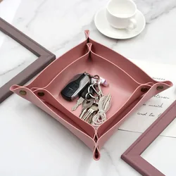 Leather Tray, Small Catchall Tray, Foldable Jewelry Travel Organizer, Suitable for Travel, Storage, Nightstand, Home or Office