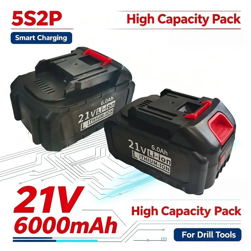 Fast Charging 21V 5S2P 6000mAh Battery Pack For Lpega Electric Tools Compatible BL1850 BL1840 BL1440 196391‑6