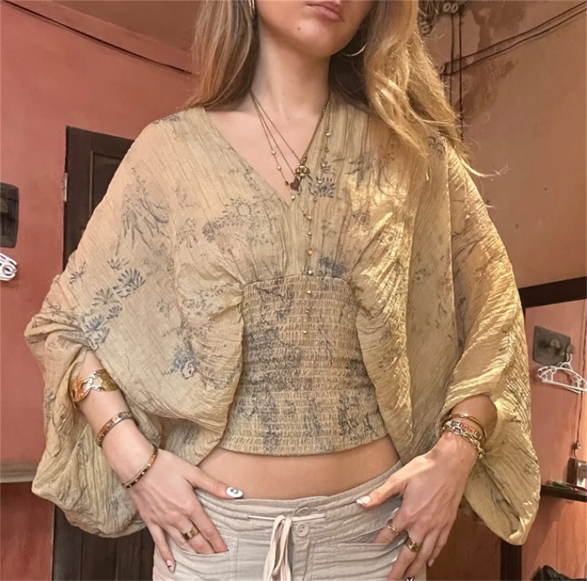 V Yaka Baskılı Vintage Gömlek - Summer Clothing Resort incelemesi ve fiyatı