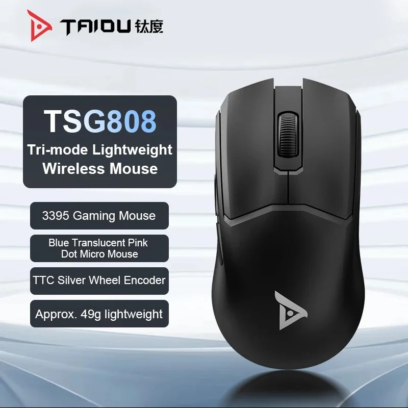 TAIDU TSG808 Wireless Mouse Tri-mode E-sports Gaming Mouses PAW 3395 Lightweight TTC Low latency Rechargeable PC Accessory Gift