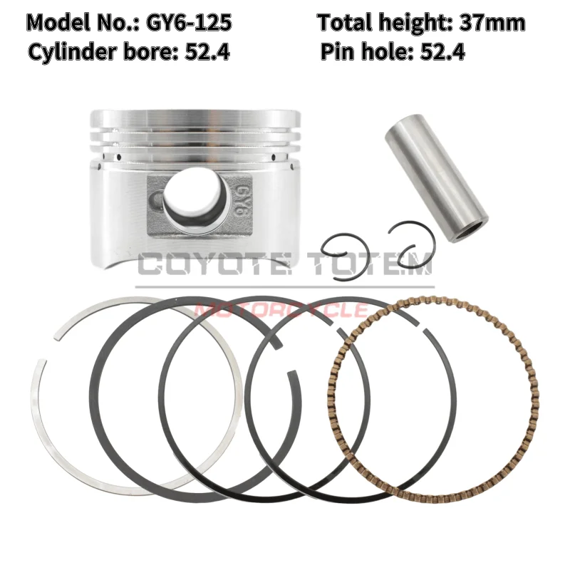 

Motorcycle piston ring kit set for GY6-125 pin 15mm cylinder diameter 52.4 mm