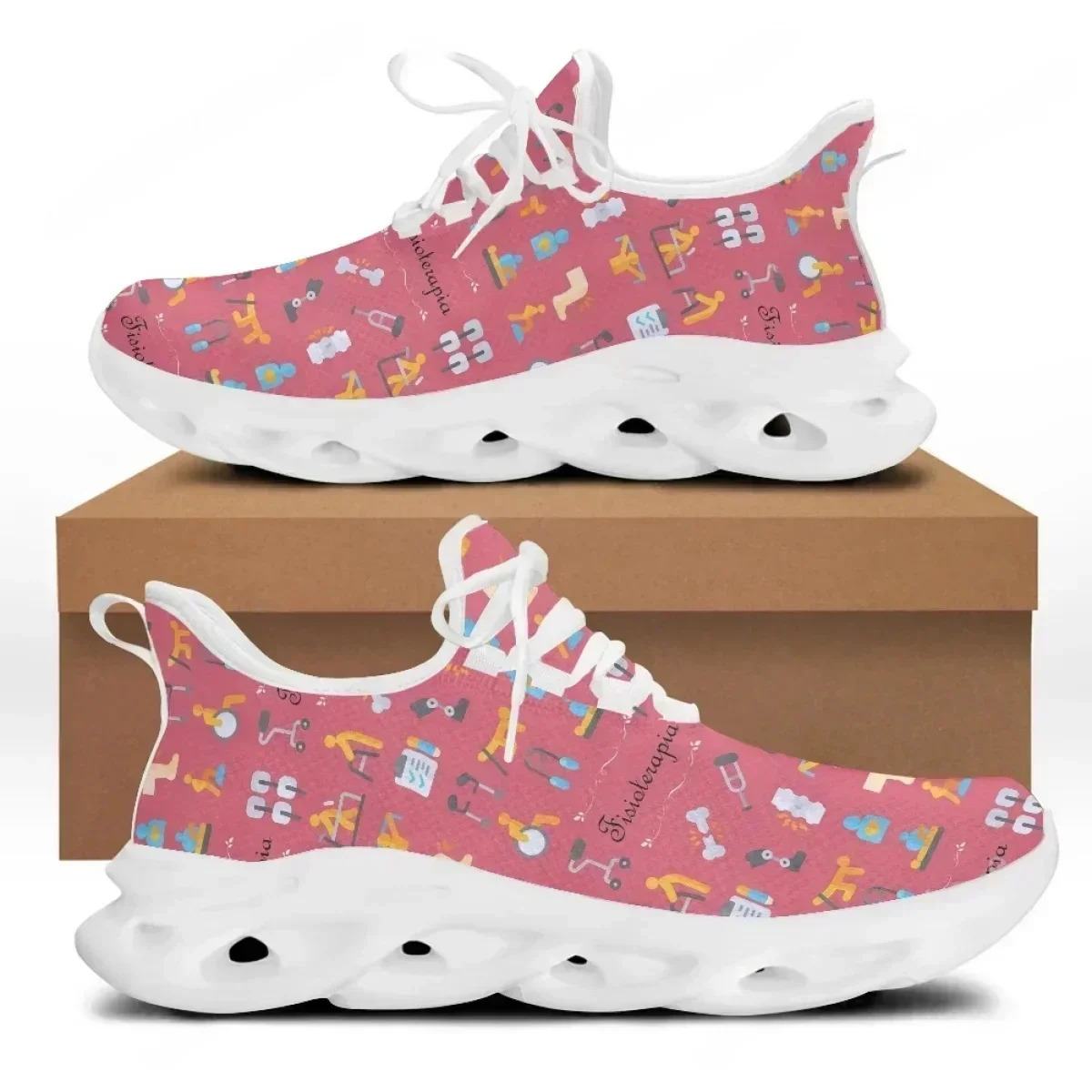 

Cartoon Nurse Doctor Women Men Knit Shoes Autumn Soft Running Sports Shoes Designer Breathable Female Mesh Sneakers