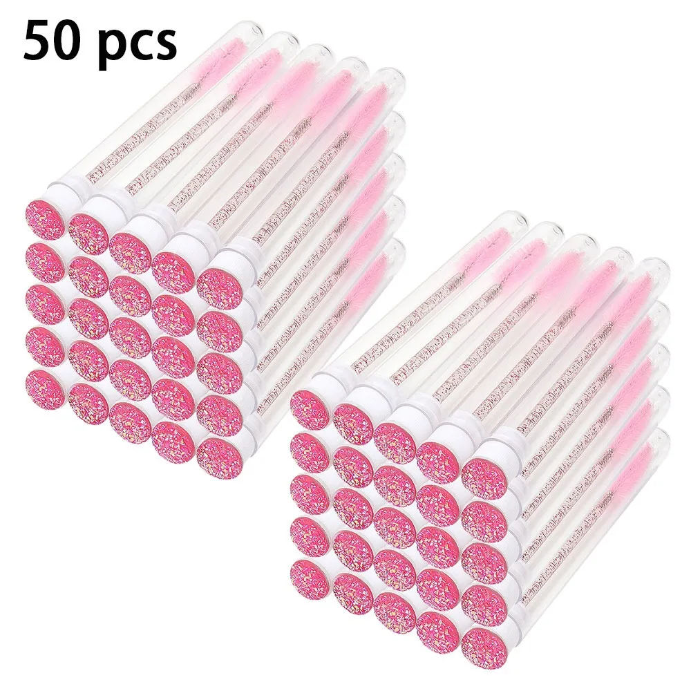 50Pc Eyelash Brush Tube Disposable Mascara Wands Tube Reusable Lash Spoolies Brush Dust-proof Cleaner Storage Tubes Makeup Tools