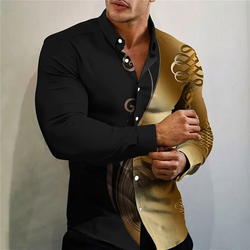 2024 High Quality Men\'s Shirt Casual Outdoor Street Long Sleeve Button Print Clothing Tropical Fashion Design Soft Large Size