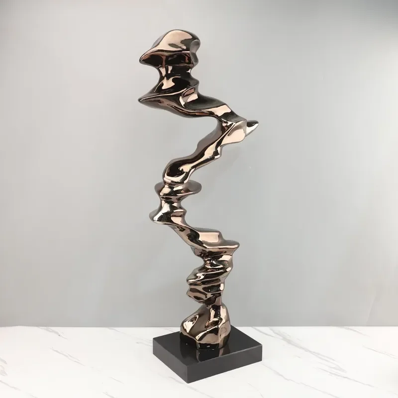 Modern Luxury Resin Spiral Geometric Sculpture Artwork for Living Room Entrance Study Hotel Office Home Decor Abstract Statue