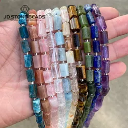 Natural Faceted Amethyst Aquamarine Apatite Cylinder Shape Loose Bead For Jewelry Making Diy Bracelet Necklace Accessory 15 Inch