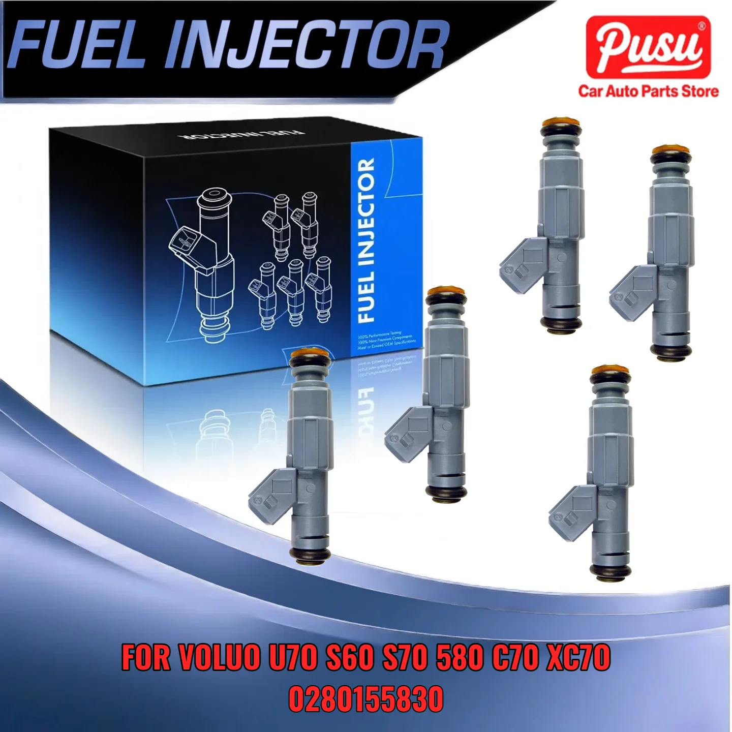 

5pcs Fuel Injector For Volvo 2.3L 2.5L Turbo C70 S60 S80 2001 2006 0280155830