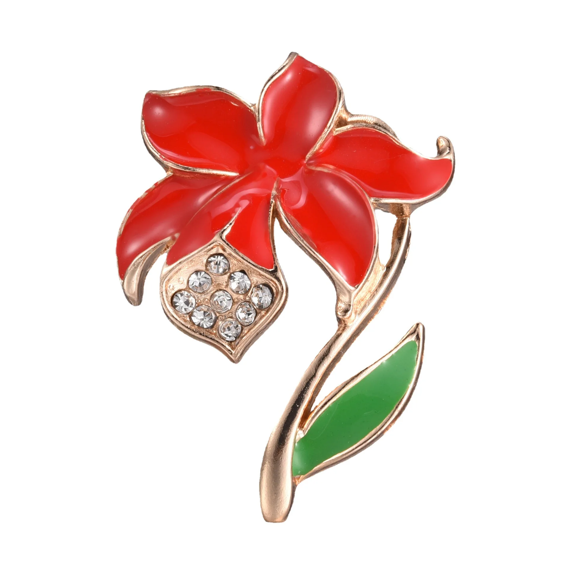 British Princess Memorialized with Diamond Pin Fashionable Oil Drip Diamond-encrusted Poppy Flower Badge Lapel Pins