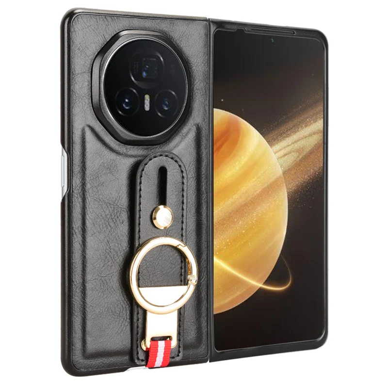 For Honor Magic V3 Anti-fall Fashion Wrist Strap Phone Holder Case For Honor Magic V3 Leather style Case Drop-Resistant Cover