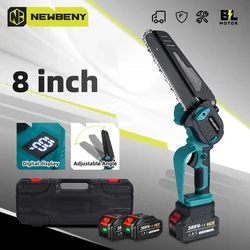 NEWBENY 8 Inch Brushless Electric Chainsaw with Oil Cordless Garden Pruning Chainsaw Woodworking Tool For Makita 18V Battery