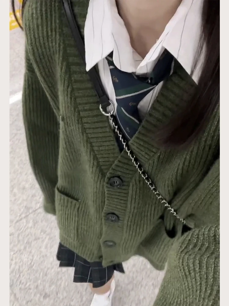 een Casaco suéter de malha feminino outono inverno Thiened Lazy Sle sentimentos de alta qualidade solto ajuste cardigan top Faionable Co...