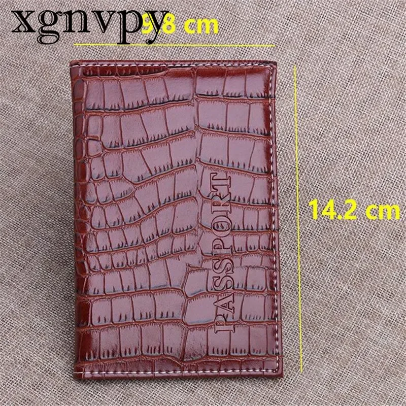 Xgnvpy-Pochette de passeport en cuir imprimé alligator pour homme et femme, étui porte-cartes mince pour documents de voyage