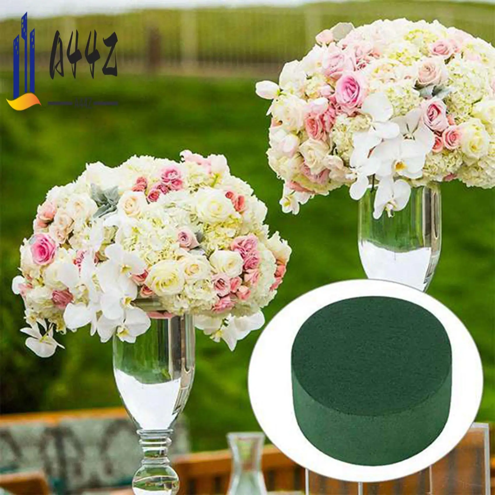 

A44Z-40Pcs Wedding Aisle DIY Craft Floral Arrangement Water-Absorbing Home Garden Green Flower Foam Fresh-Keeping Round Brick
