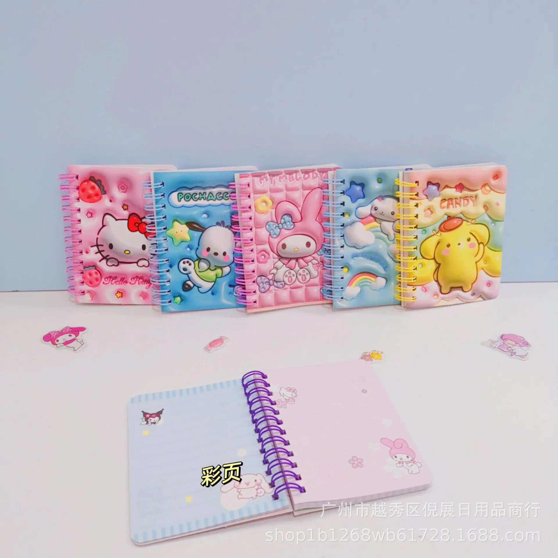 24pcs Cartoon Sanrio Coil Book Kuromi My Melody Cute Notebook Portable Notepad Mini Hand Account Book Stationery Wholesale