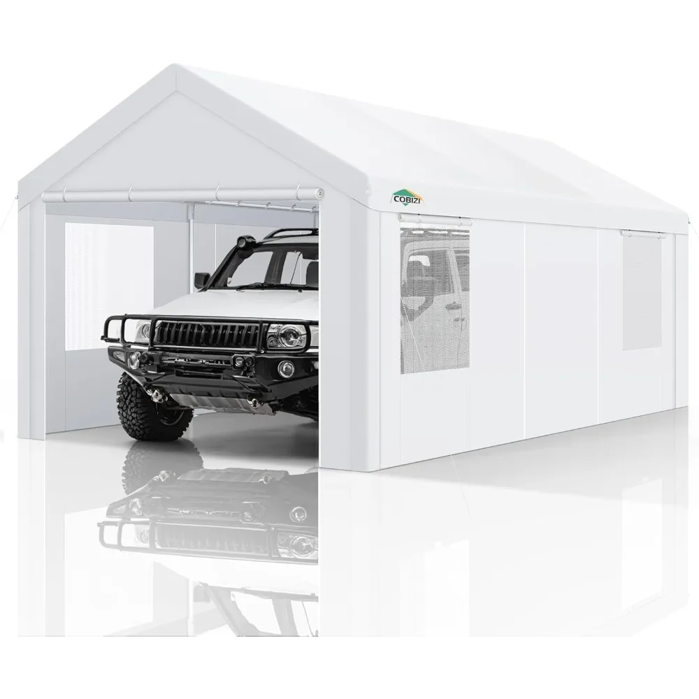 

Carport Canopy 12x20 Heavy Duty Portable Garage with Roll-Up Ventilation Windows & Doors, Removable Sidewalls Car Canopy Tent W