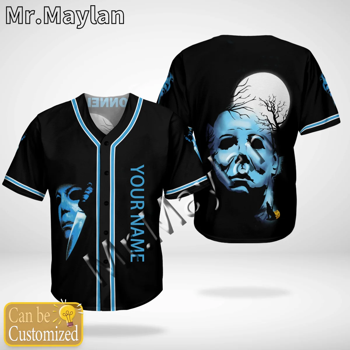 Halloween Horror Charaters Custom Name Baseball Jersey Shirt Baseball Shirt 3D Printed Men\'s Shirt Casual Shirts hip hop Tops