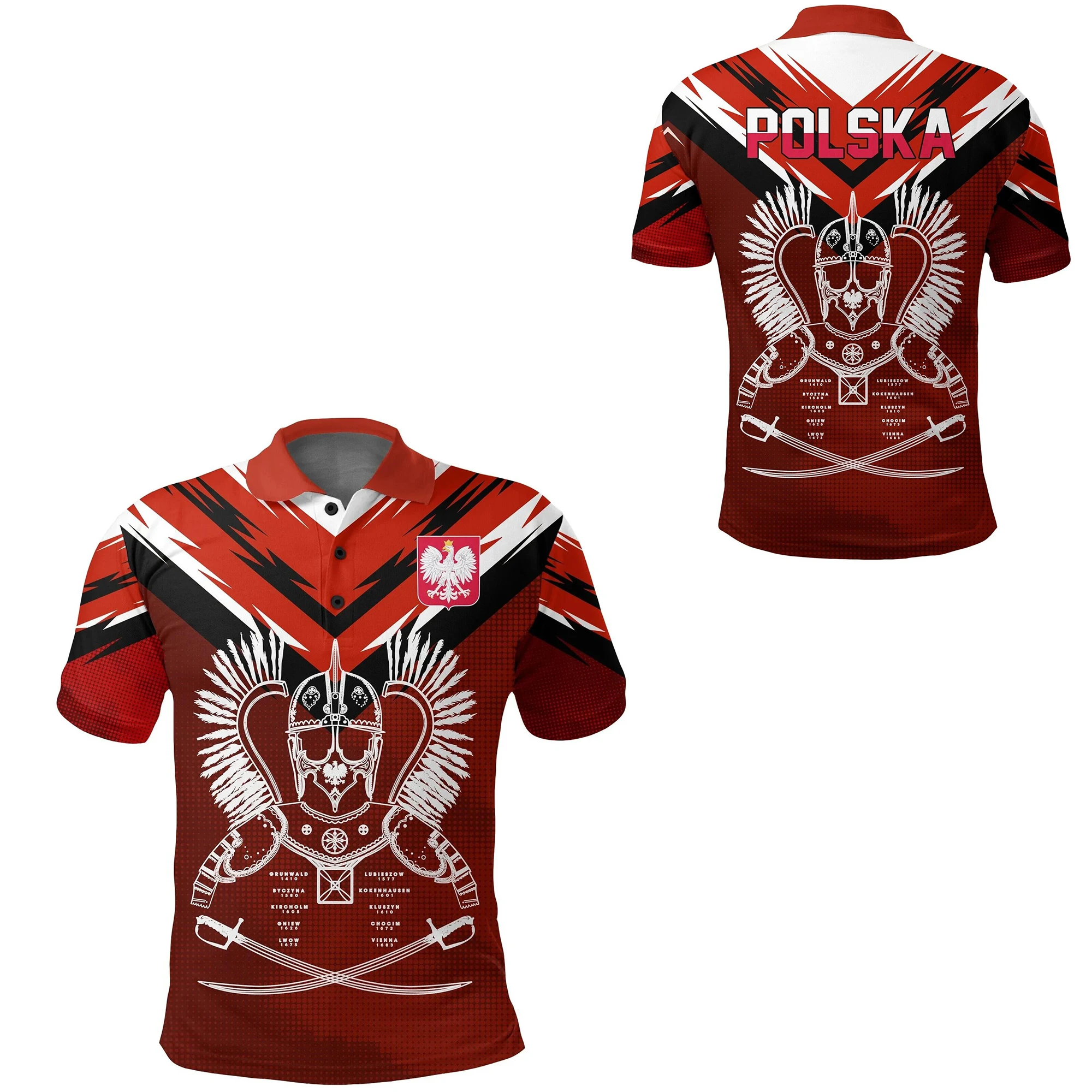 Polish Winged Hussar Cavalier Tattoo Custom Name Retro Armor 3DPrint Men/Women Summer Funny Casual Polo Shirts Short Sleeves A1