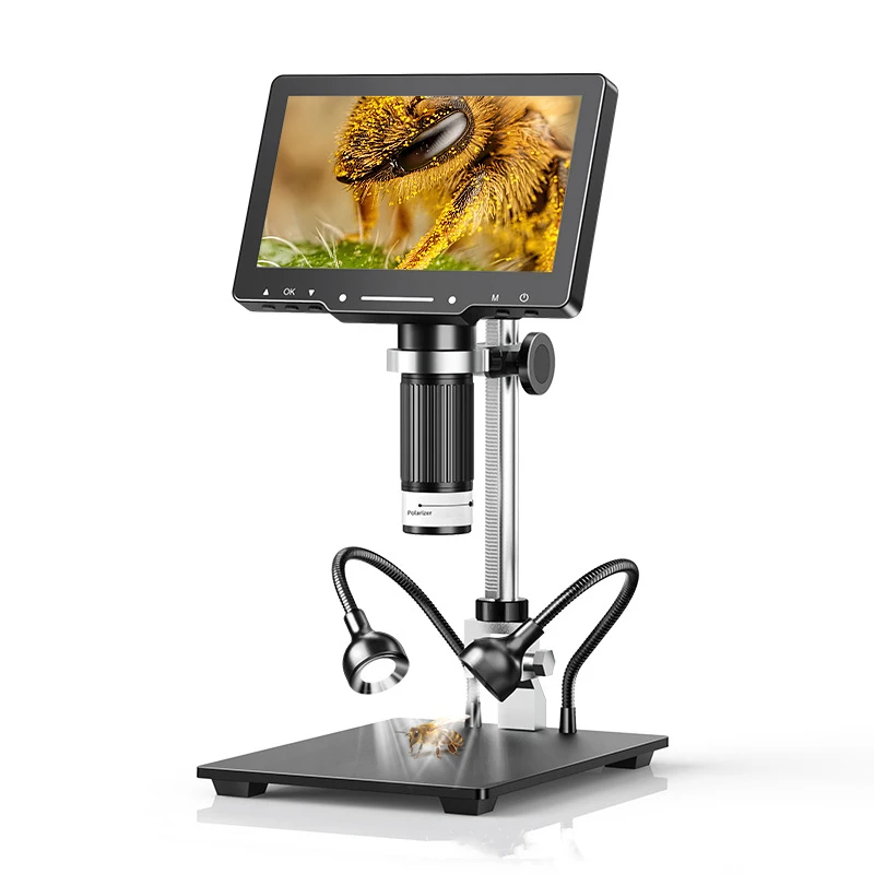 7 Inch 1.2 MP HD IPS Display Digital Microscope 1600X Electronics Microscopio with LED Light for Soldering Support PC Computer