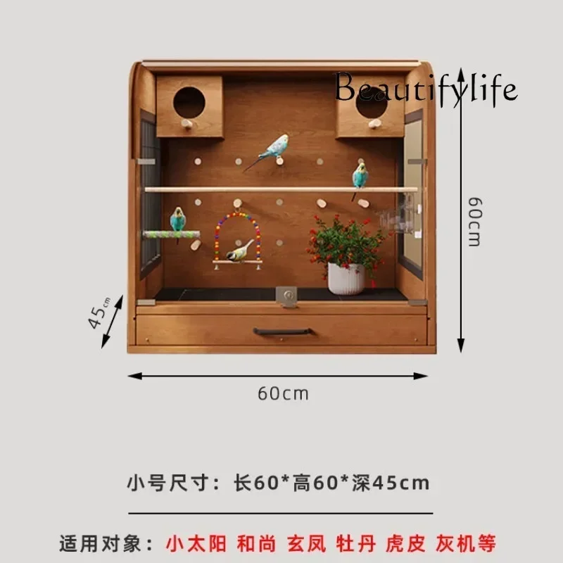 

BJ Large Size Solid Wood Bird Cage, Parrot Cage, Tiger Skin Xuanfeng Extra Large Model, Customized Luxury Small Sun Cage Commerc