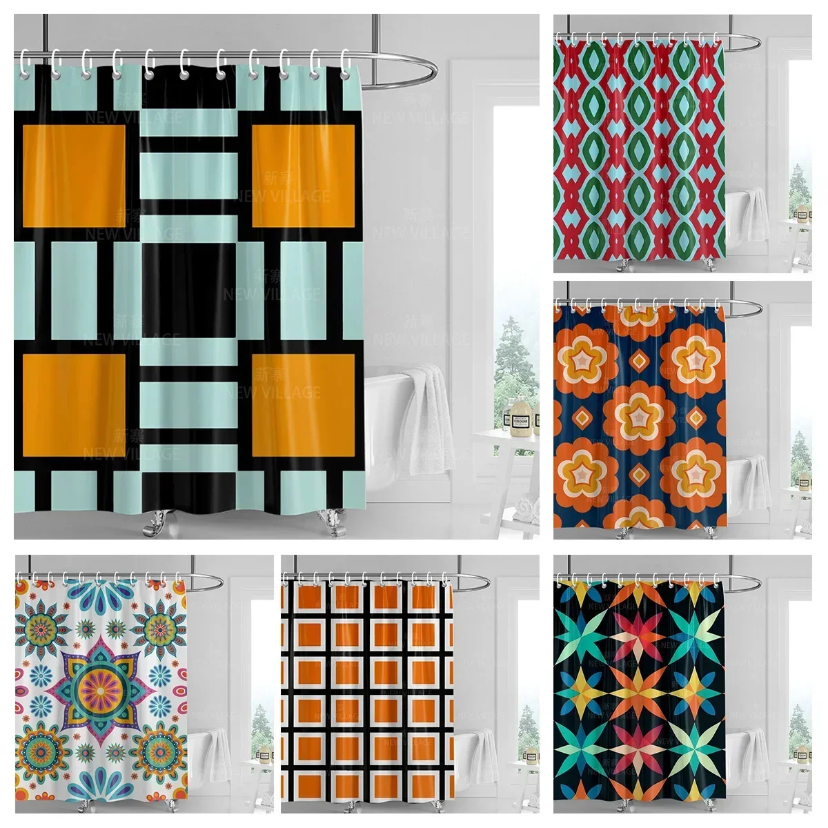 

Украшение дома, занавески для душа, водонепроницаемая занавеска для ванной комнаты, ткань для гостиной, современный скандинавский современный геометрический узор, простой