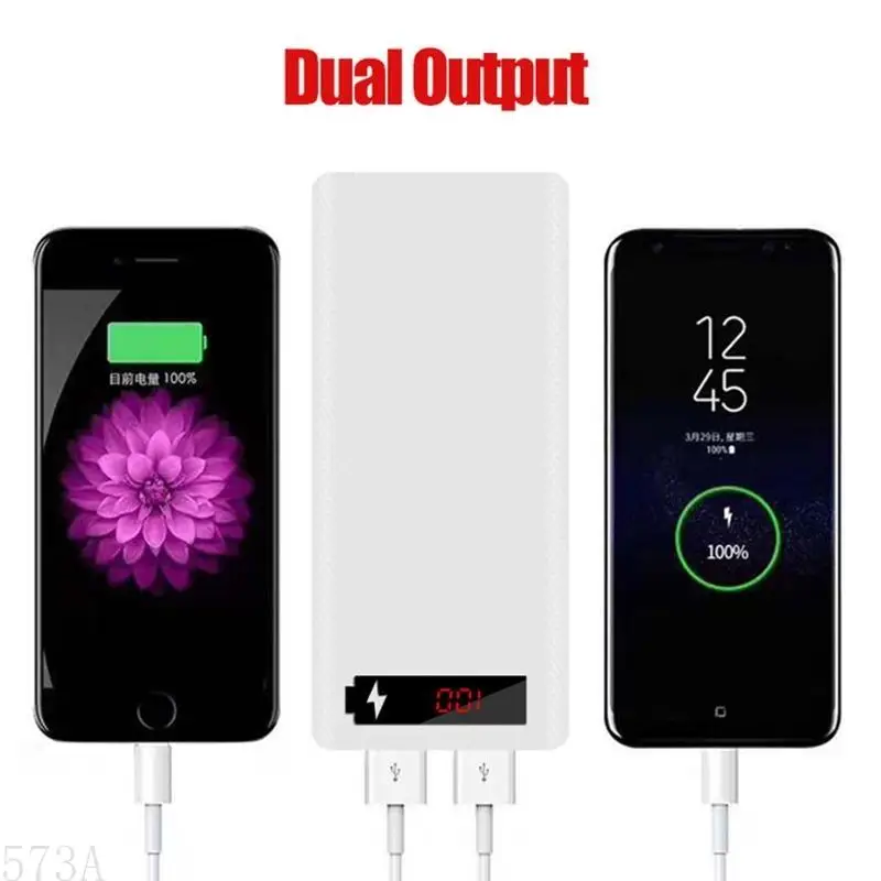 573A LCD Display DIY 6x18650 بطارية لبنك الطاقة لملاحق خارجي محمول قذيفة بدون حماية