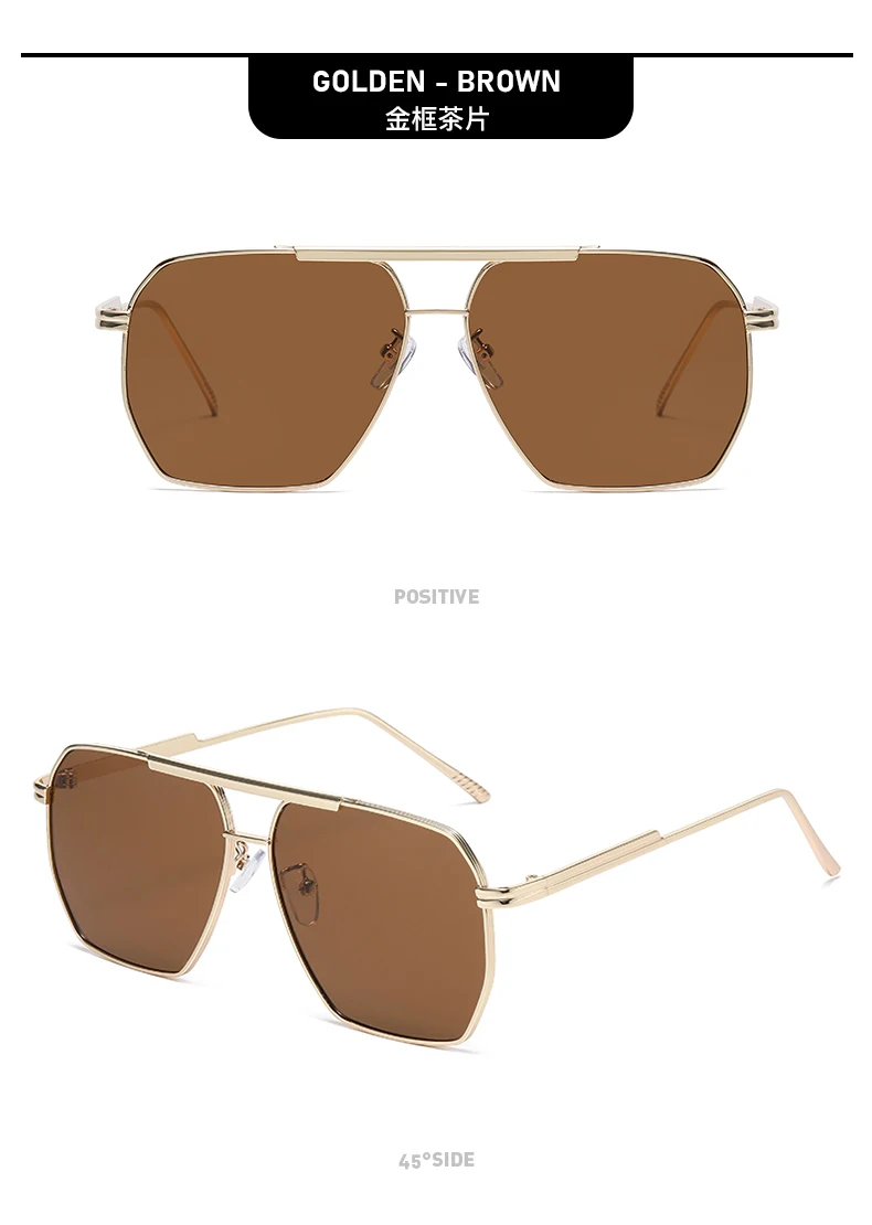 Piloten-Sonnenbrille mit goldenem Rahmen, Retro-Sonnenbrille mit doppeltem Bügel, UV-schützende Sonnenbrille für Herren zum Autofahren 2501 – Detail 12