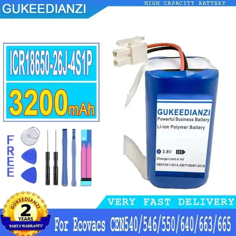 

Robotic Vacuum Cleaner Battery 3200Mah For Ecovacs ICR18650-26J-4S1P CEN540 546 550 640 663 665 ICR1865026J4S1P