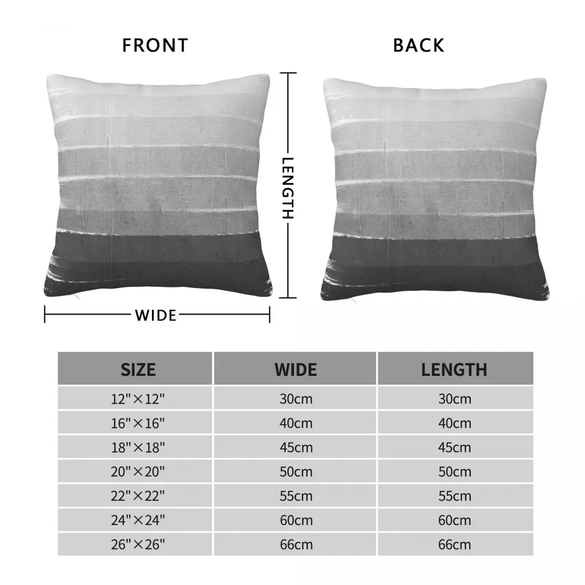 Brushstroke Ombre Grey Charcoal Square Pillowcase Polyester Linen Velvet Printed Zip Decor Throw Pillow Case Room Cushion Cover