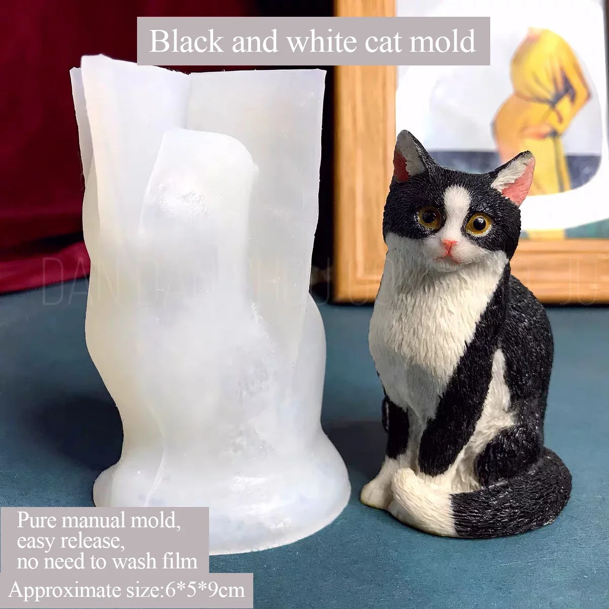 3D Cute Black Cat Mold for Aromatherapy Plaster DIY Handmade Thin Silicone Mould for Crafts