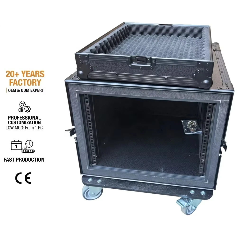 OEM 8U Rack Shock Mount Sliding Door Case IP65 Waterproof Customized Amplifier Flight Case
