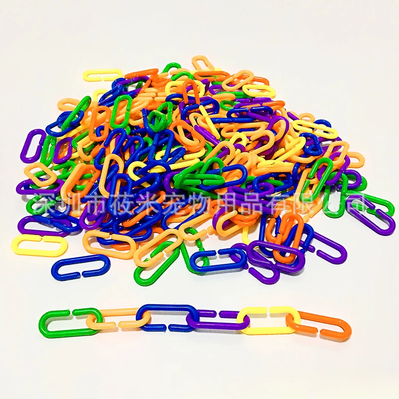 100PCS /200PCS Set Parrot C-clip Toy Plastic Chain Links Rainbow C-Clips Chains Hooks Bird Cage Swing Climbing Cage Toys