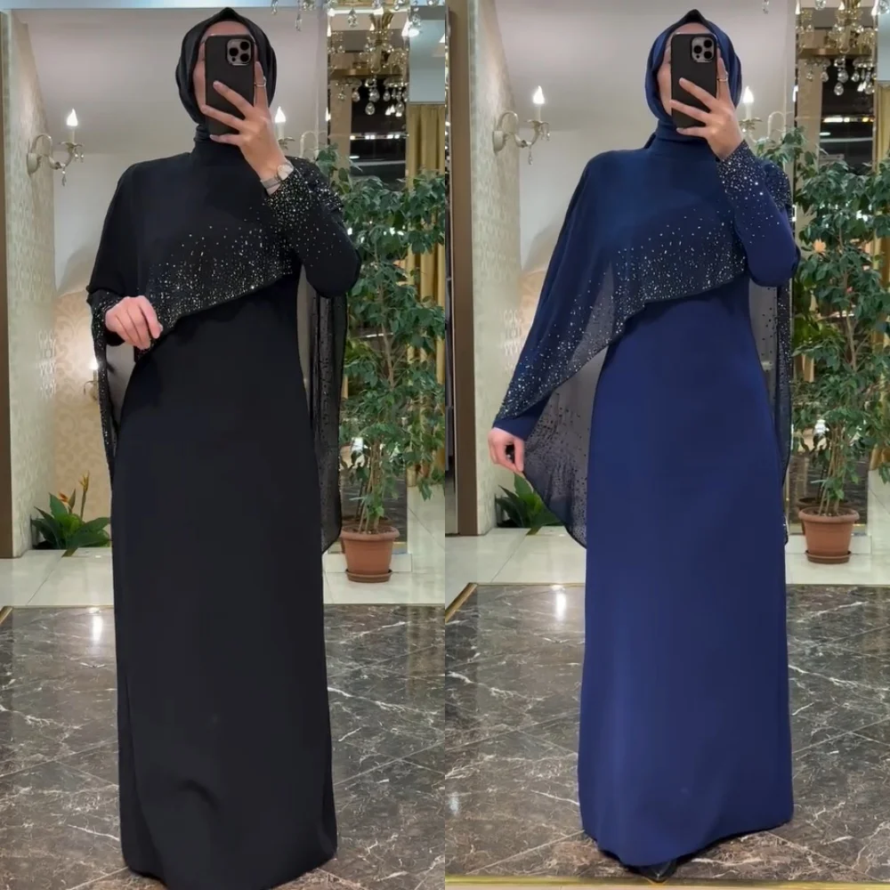 

Customized Unisex Jersey Pleat Sequined Pattern Straight High Collar Long Dresses Bespoke Occasion Party Sparkle