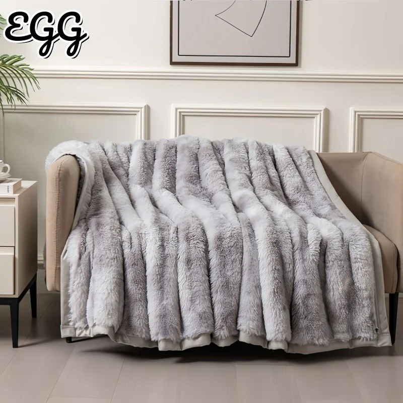 

Winter Thick Plush Sleeping Blanket Single Artificial Rabbit Fur Warm Sofa Cover Flannel Tie-dye Design Throw Blanket for Bed