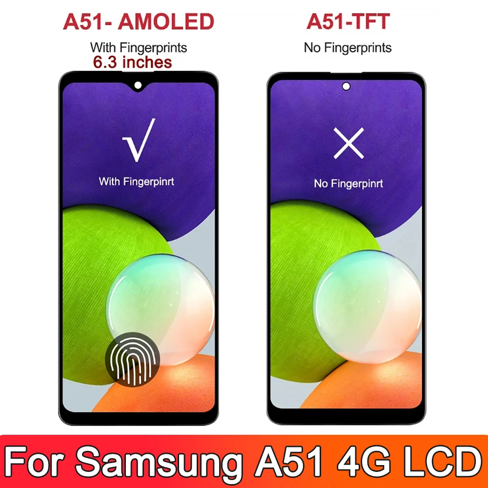 OLED For Samsung Galaxy A51 4G A515 LCD Display Touch Screen With Frame Digitizer Assembly For Samsung A51 LCD