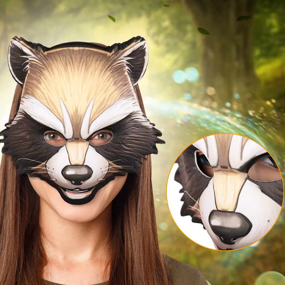 

Raccoon Face Mask Halloween Animal Face Mask Cosplay Animal Eva Mask Halloween Carnival Costume Prop Camping Party