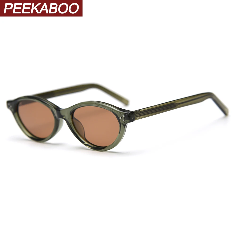 

Peekaboo унисекс поляризационные солнцезащитные очки ретро женские корейский стиль TR90 овальные солнцезащитные очки для мужчин uv400 коричнево-зеленые подарочные товары