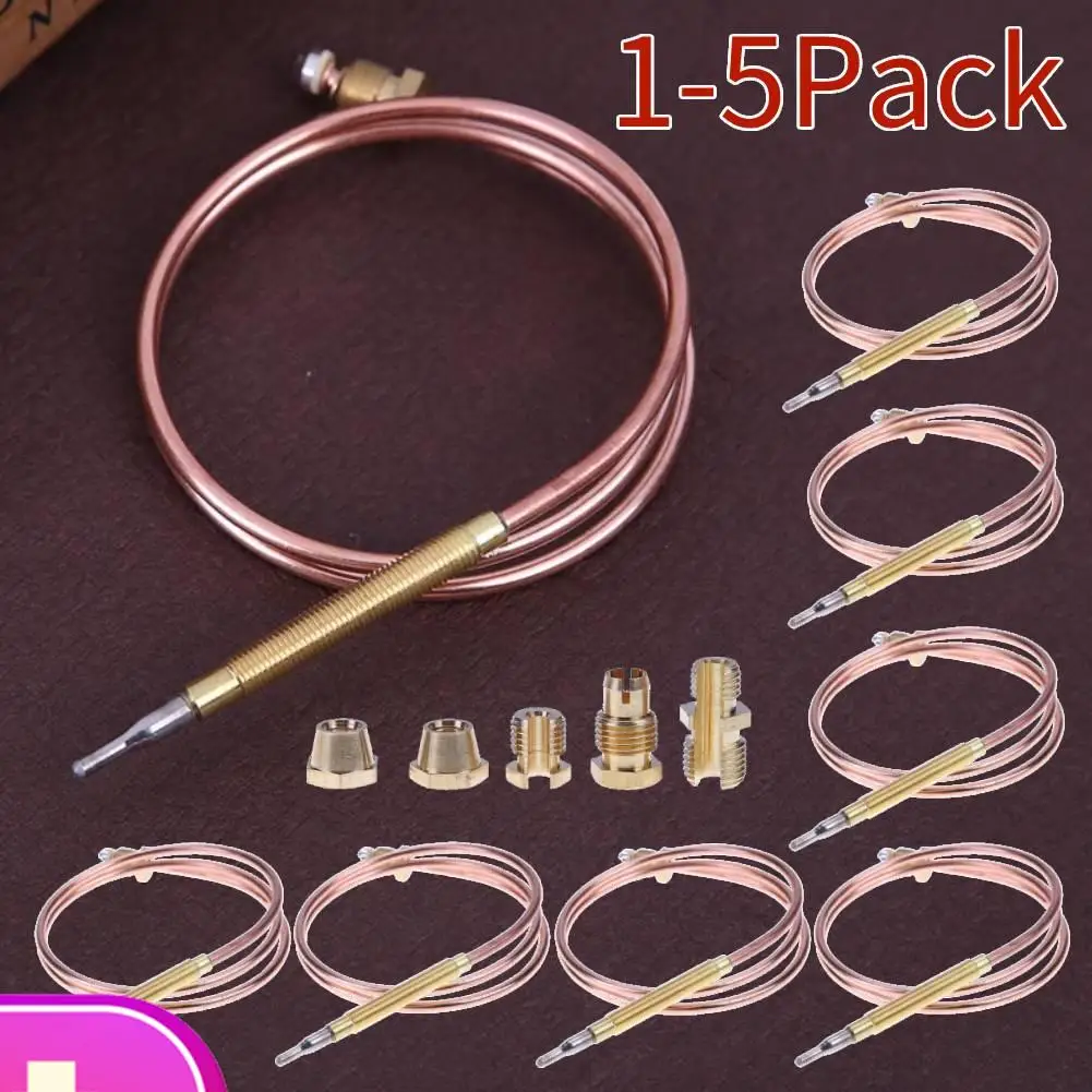1-5 Set 60 cm Gas Thermocouple Valve Replacement for Hot Water Boiler Gas Valve Induction Line with Five Fixed Part