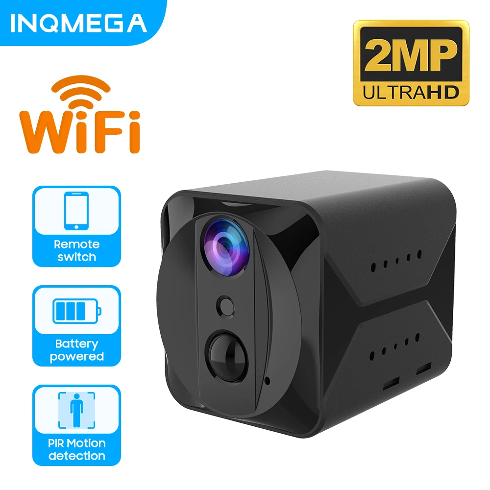 INQMEGA 1080P WiFi Battery Camera PIR Motion Detection H.265 Night Vision 140° Wide Angle Cloud Storage TF Card Remote Access