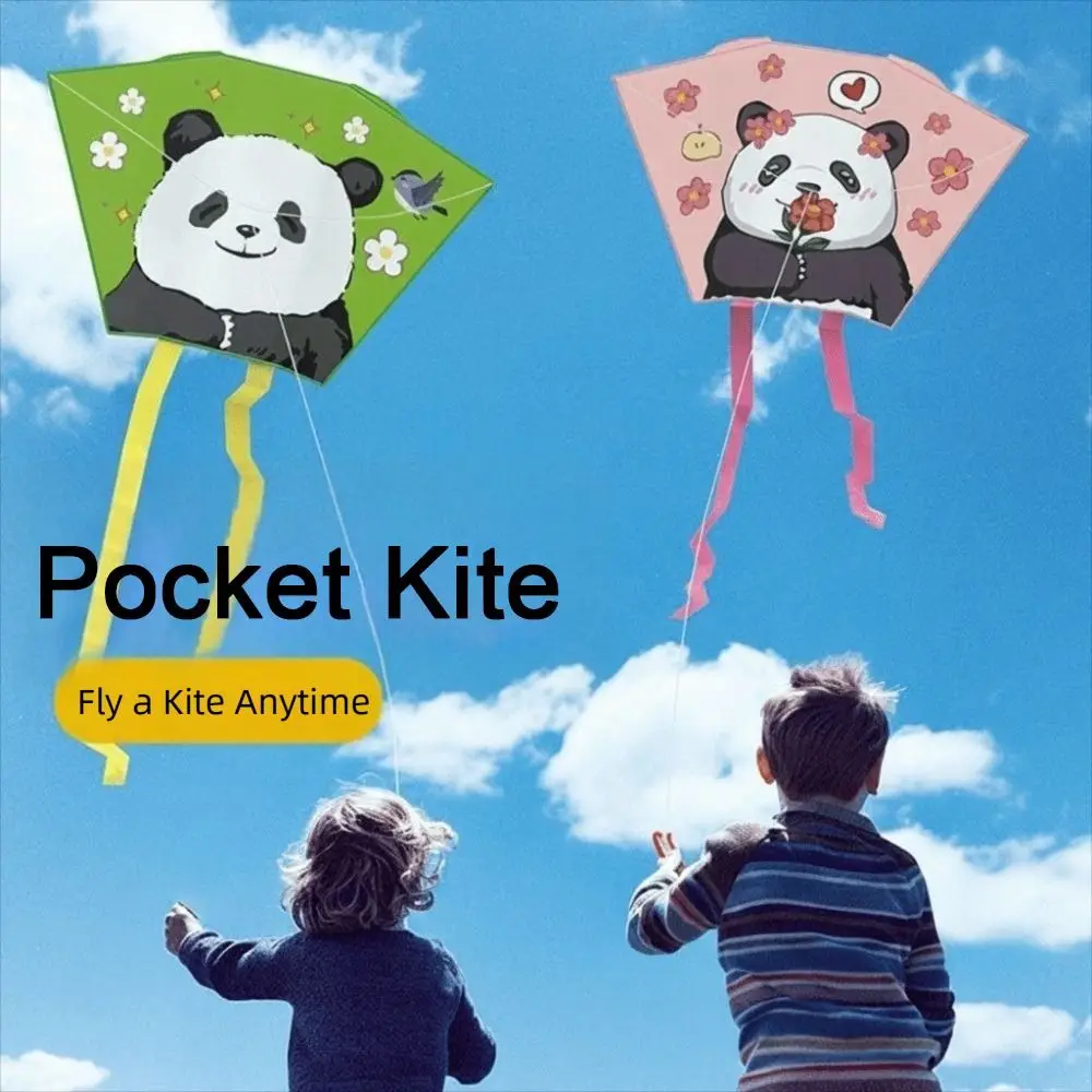Sports Toys Frameless Design Cartoon Panda Kite Handheld Easy To Fly Animal Kite Small Tail Portable Children Kite Outdoor Fun