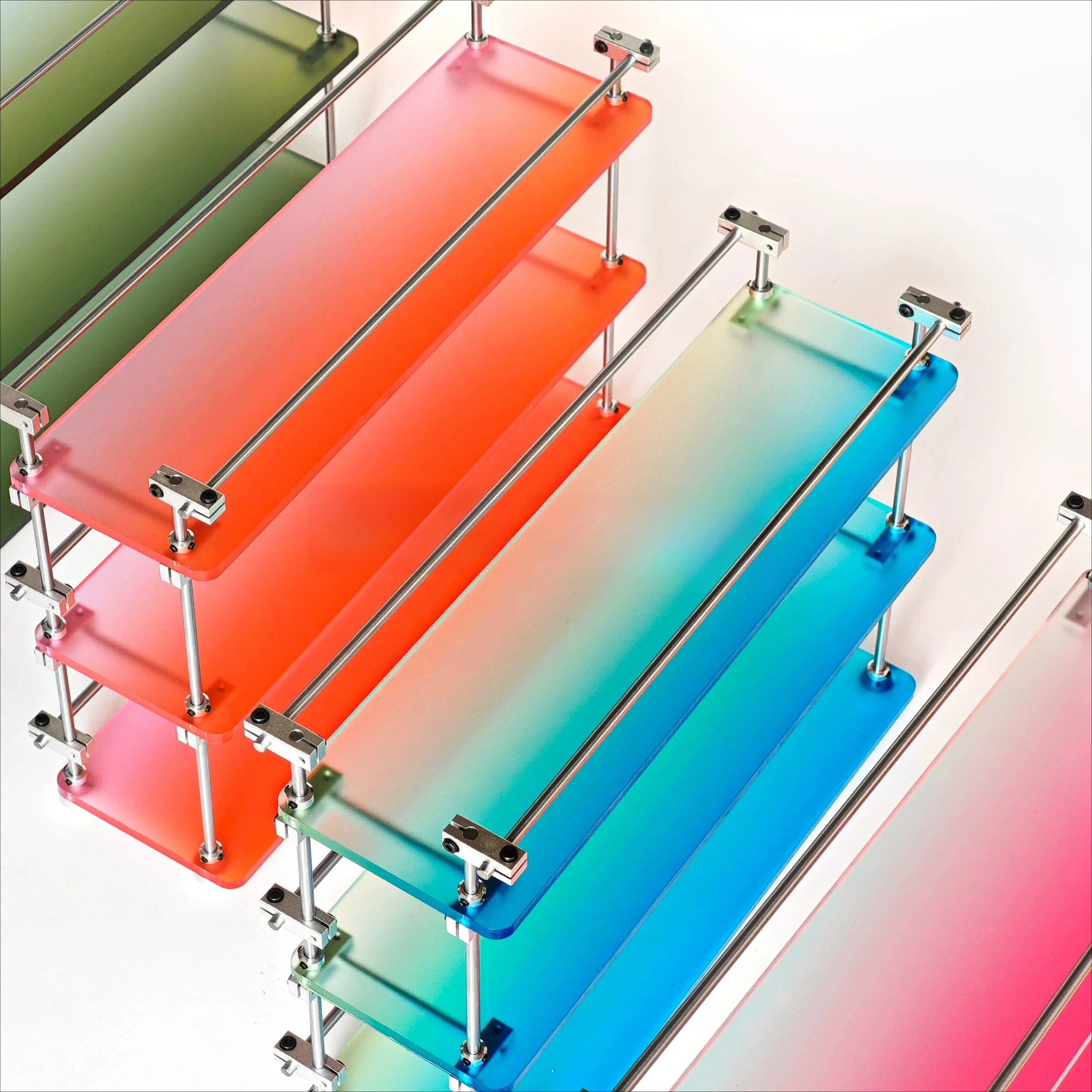 Linear Shaft Gradient Acrylic 3-Tier Storage Rack, Oversized Size with Premium Hardware, Home Decor Display Shelf