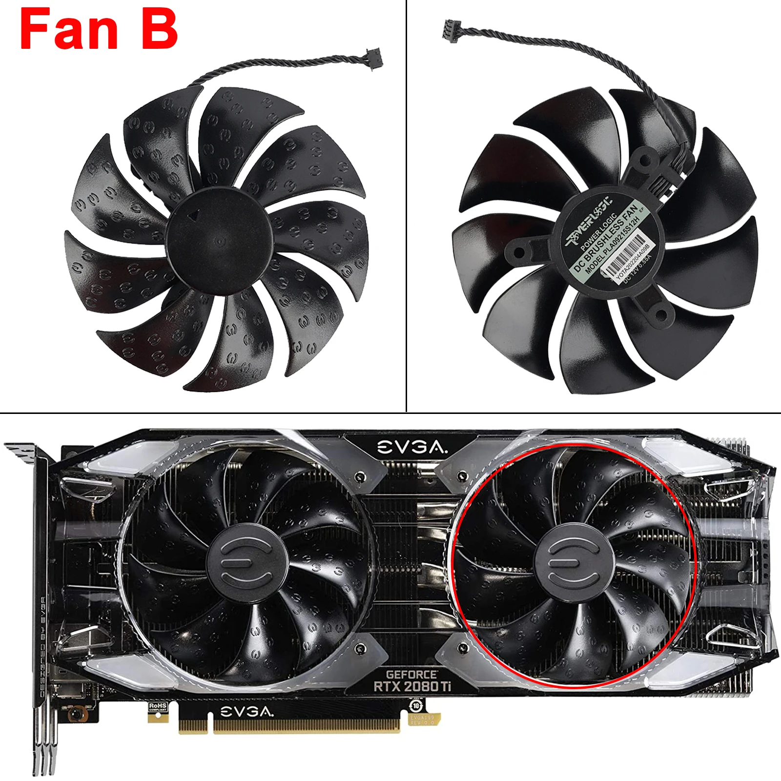 Ventola Di Raffreddamento 87mm GA92S2U Per ZOTAC GeForce RTX 2080 Ti AMP – 12V 0,46A, 4-Pin, Distanza Montaggio 42mm, Sostituzione Originale