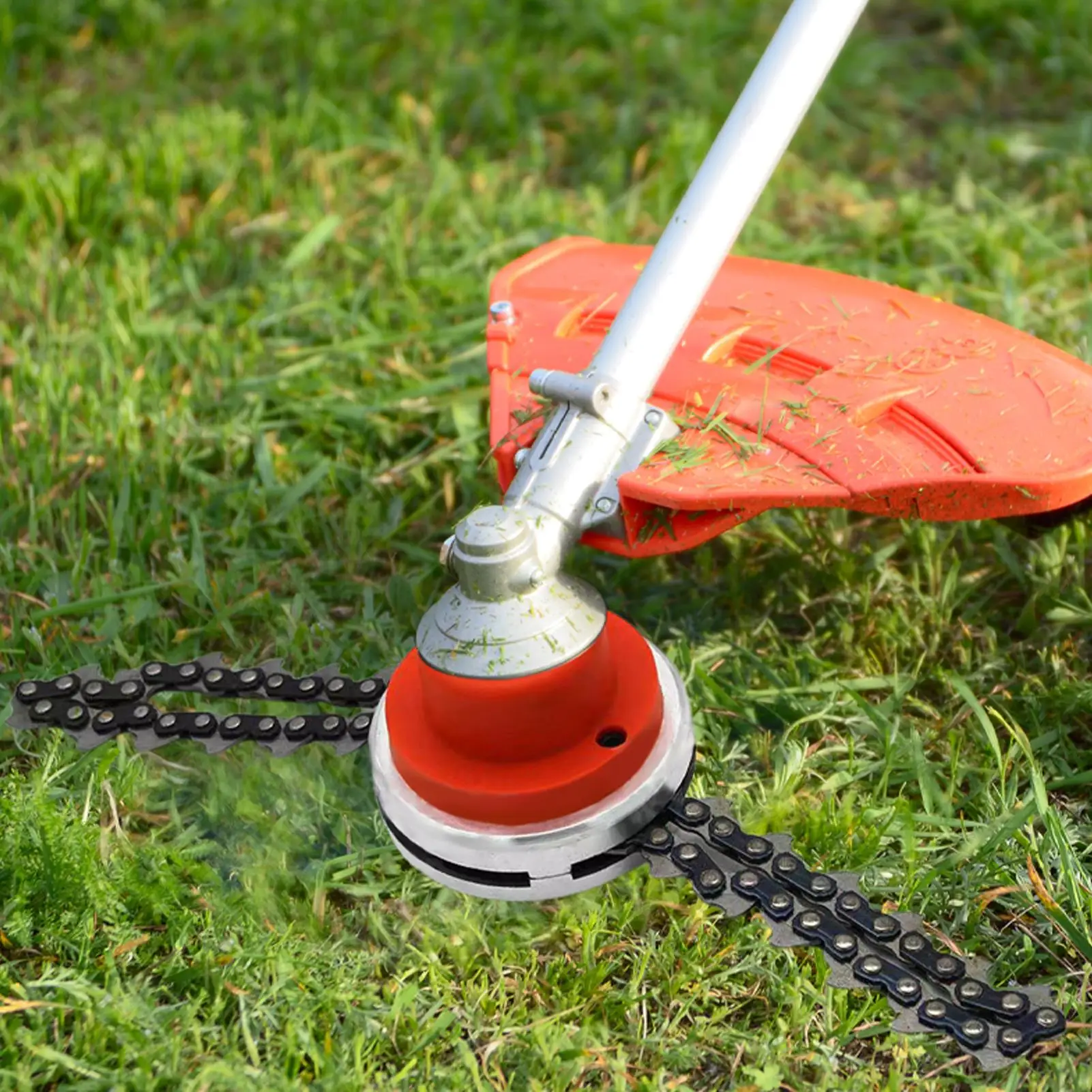 Trimmer Head Chain Trimmer Head Multifunctional Chain Trimmer Head Replacement Parts Garden Tool Lawn Mower Accessories Orange view 2