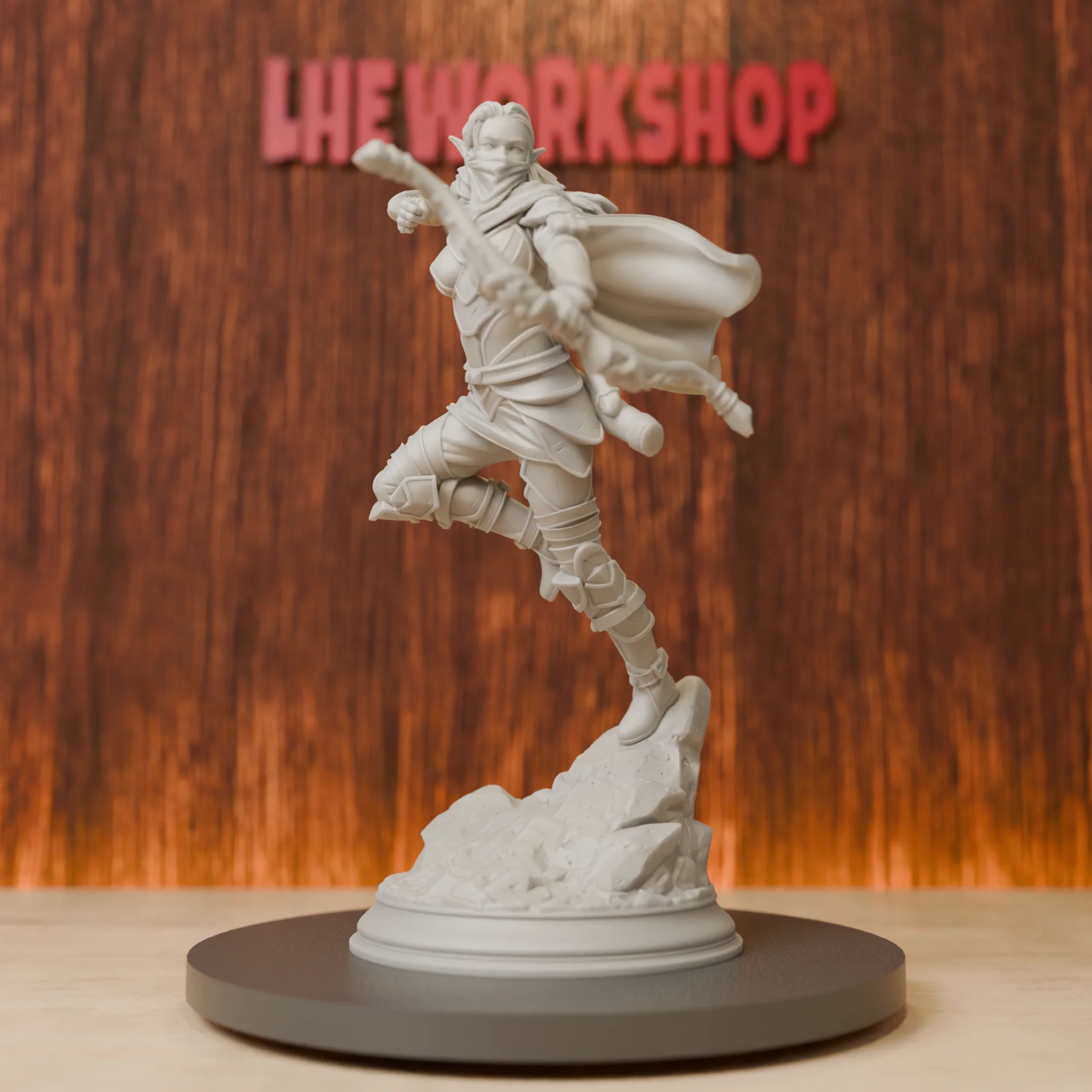 Elf  Ranger Miniatures | 28mm-75mm | Resin 3D Printed DND Pathfinder Mini | Unpainted Grey