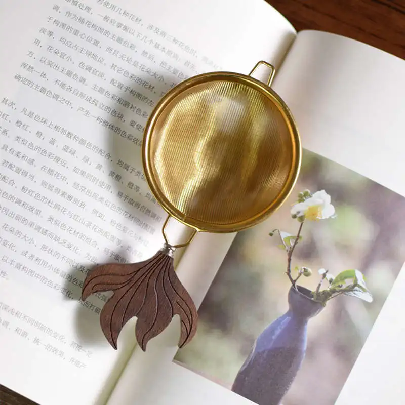 Separatore di tè per uso domestico manico in noce nera casa filtraggio senza intoppi accessori per la cerimonia del tè cucina in acciaio inossidabile nuovo