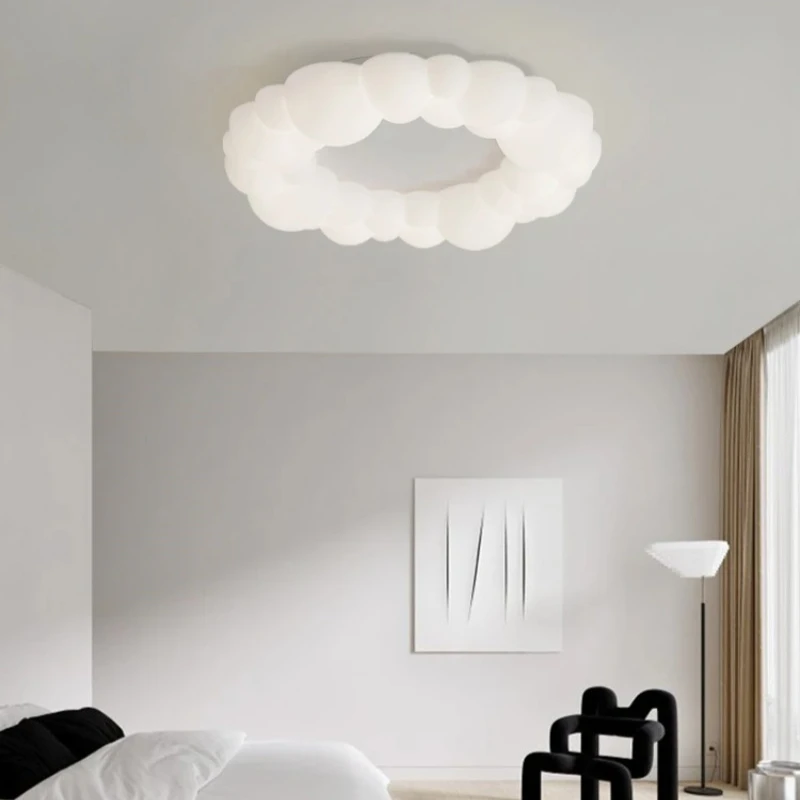 

Nordic Cloud Led Ceiling Lamp for Balcony Child Bedroom Corridor Entrance Balcony Home Design Dimmable Round Art Line Luminaire